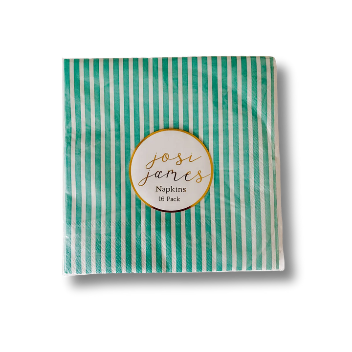 Turquoise Striped Large Disposable Paper Napkins (16pcs) Josi James