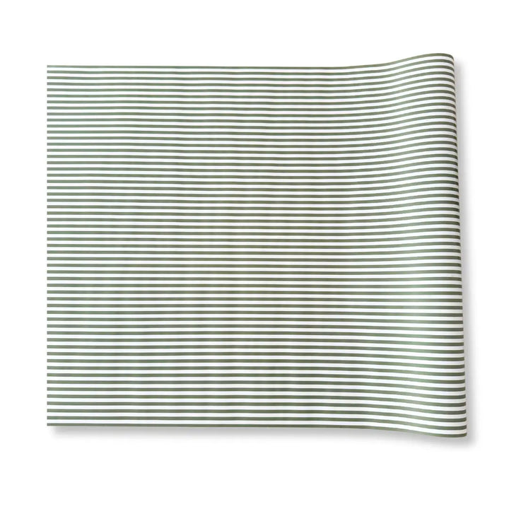 Green Striped Paper Table Runner – 19.5” x 150” | Disposable Party Table Décor Josi James