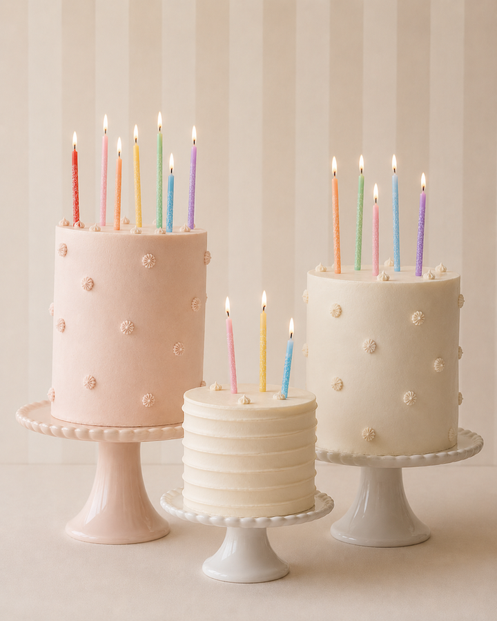 Rainbow Multicolor Candles with Iridescent Glitter Gatherings by Curated Paperie