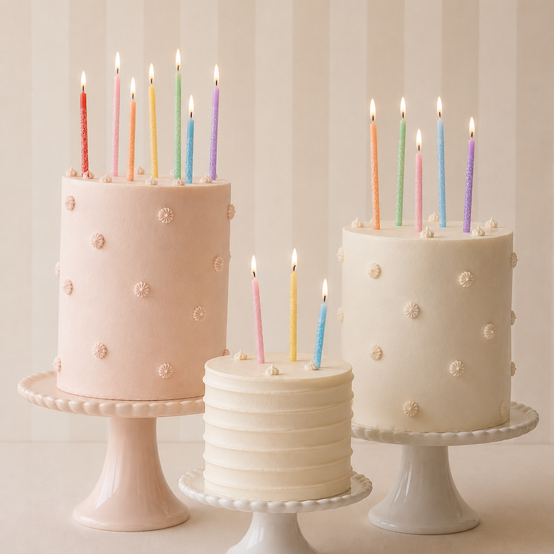 Rainbow Multicolor Candles with Iridescent Glitter Gatherings by Curated Paperie