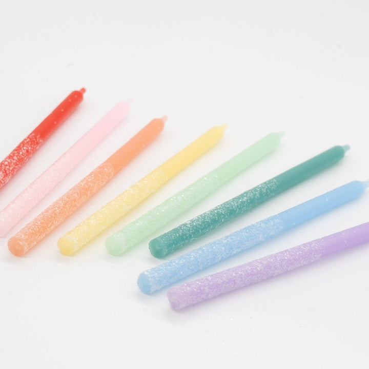 Rainbow Multicolor Candles with Iridescent Glitter Gatherings by Curated Paperie