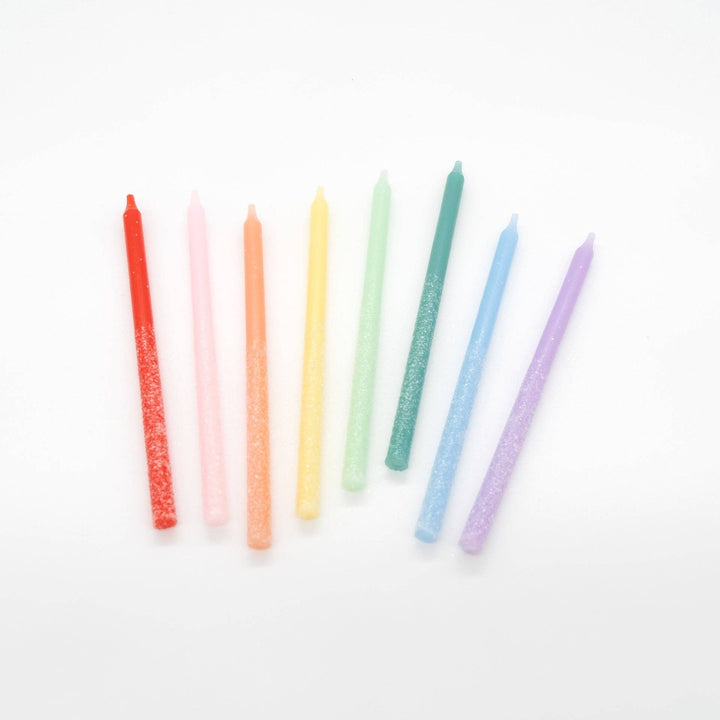 Rainbow Multicolor Candles with Iridescent Glitter Gatherings by Curated Paperie