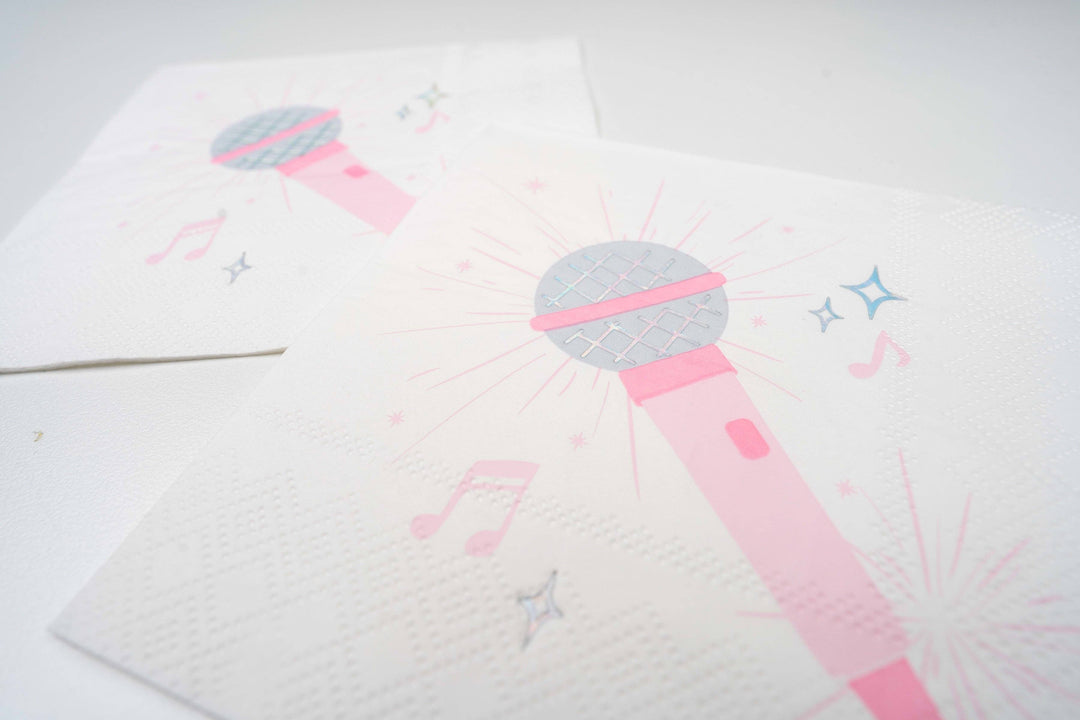 Pop Star Dance Party Microphone Cocktail Napkins Gatherings by Curated Paperie