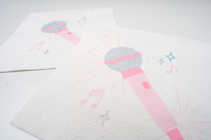 Pop Star Dance Party Microphone Cocktail Napkins Gatherings by Curated Paperie