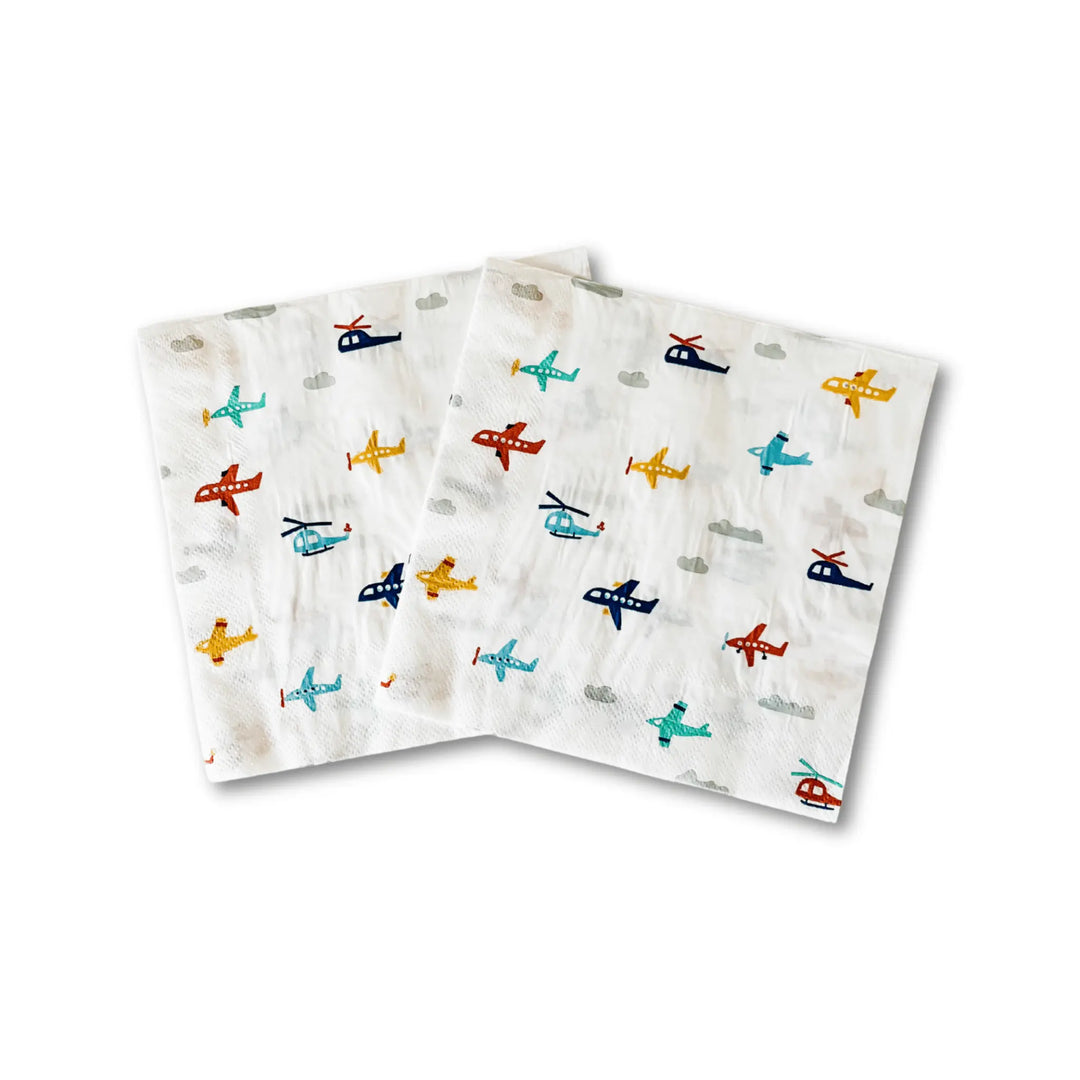 Airplane Birthday Disposable Paper Lunch Napkins (24pcs) - Josi James - Large Napkins