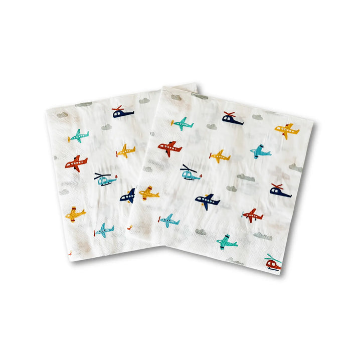 Airplane Birthday Disposable Paper Lunch Napkins (24pcs) - Josi James - Large Napkins