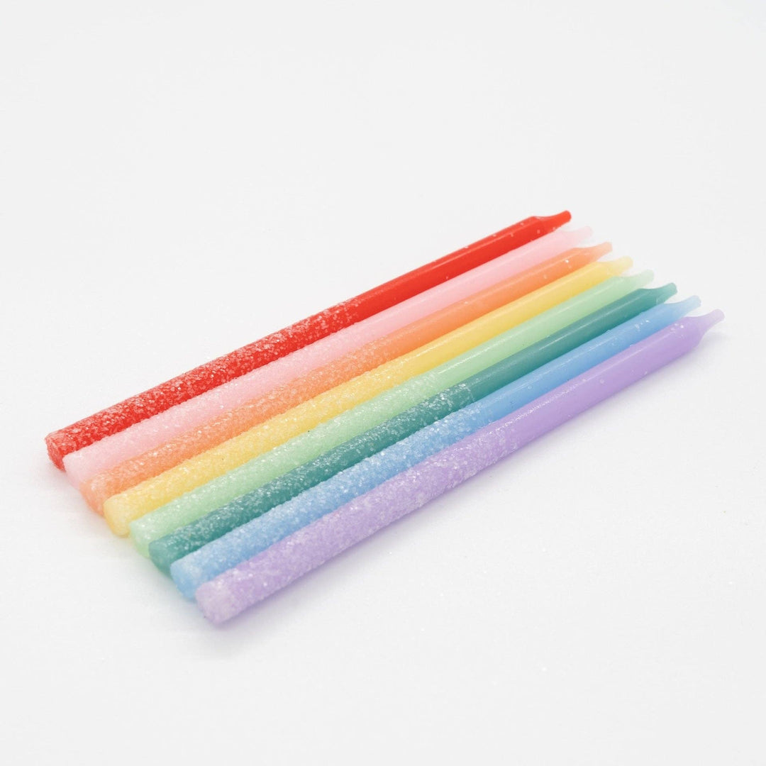 Rainbow Multicolor Candles with Iridescent Glitter Gatherings by Curated Paperie