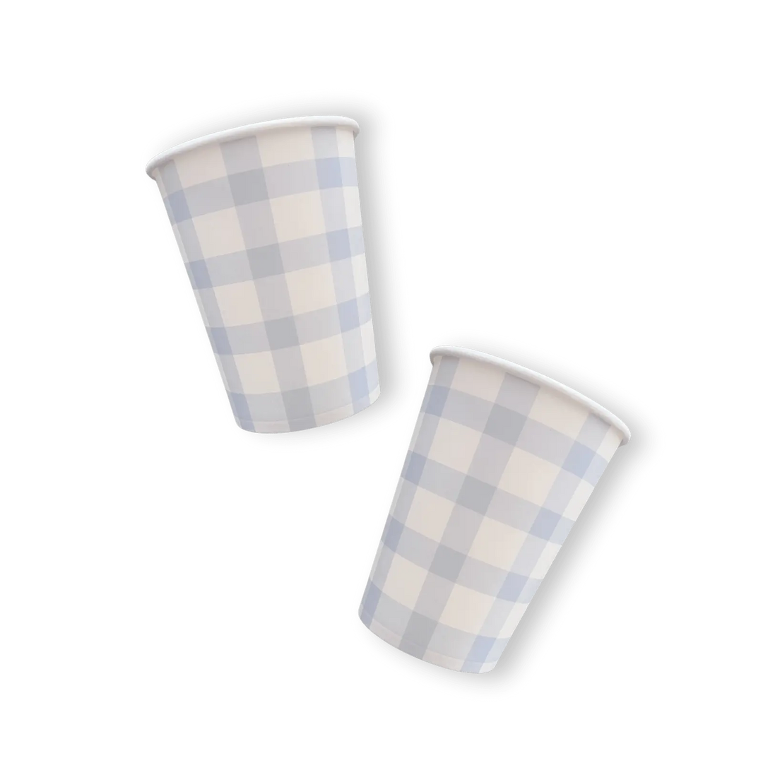 Baby Blue Gingham Cups (12pcs) - Josi James - Cups
