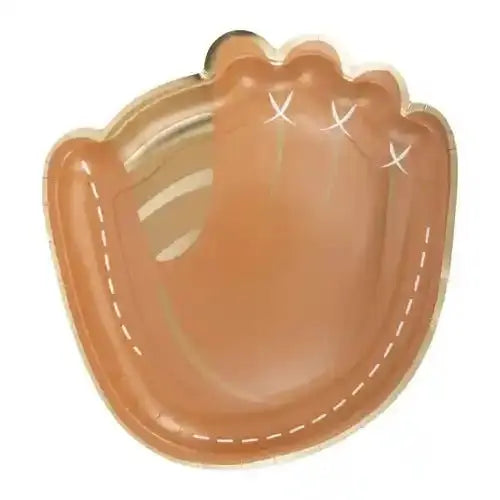 Baseball Mitt Shaped Paper Plates – 11" Game Day Party Plates with Gold Foil (8ct) - Josi James - Die Cut Plate