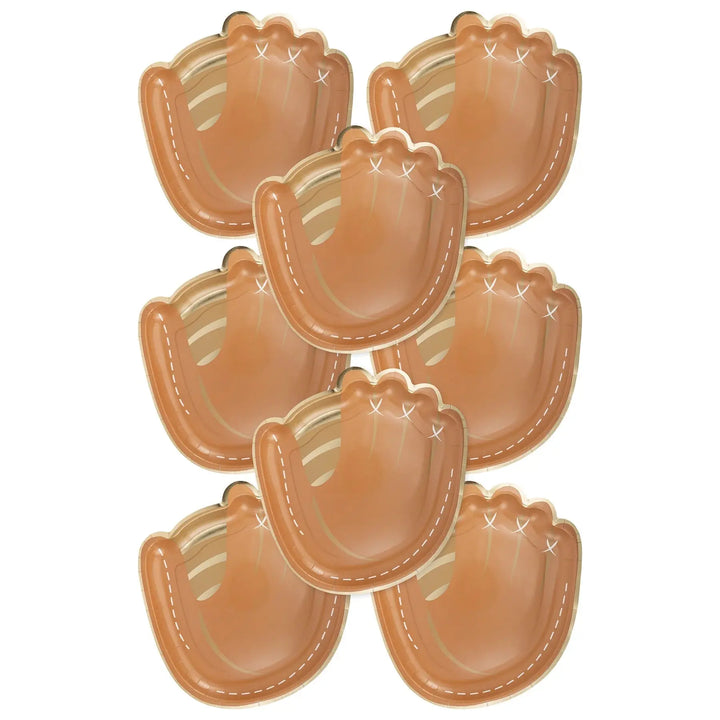 Baseball Mitt Shaped Paper Plates – 11" Game Day Party Plates with Gold Foil (8ct) - Josi James - Die Cut Plate