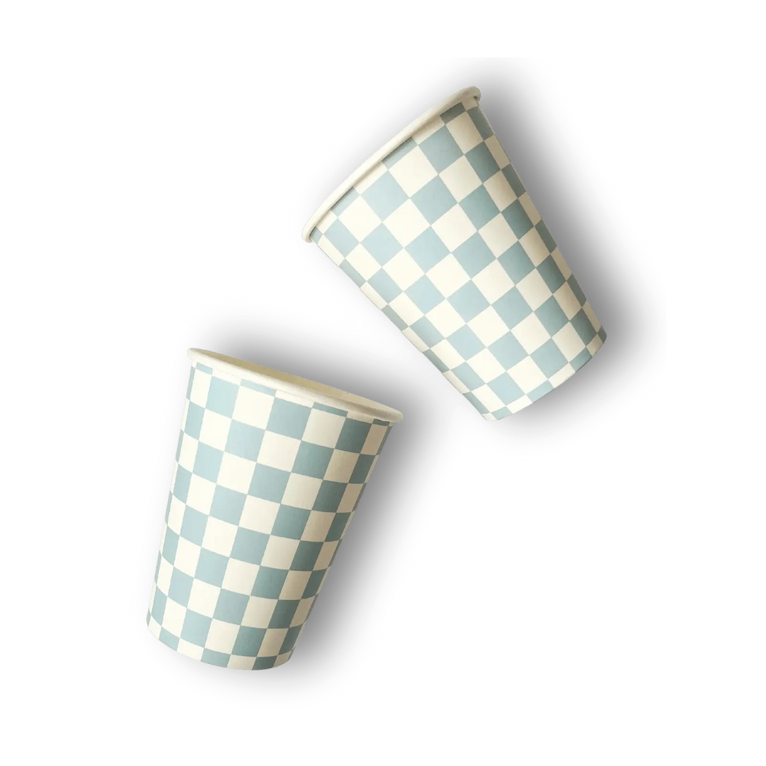 Blue Checkered Cups (Set of 8) - Josi James - Cups