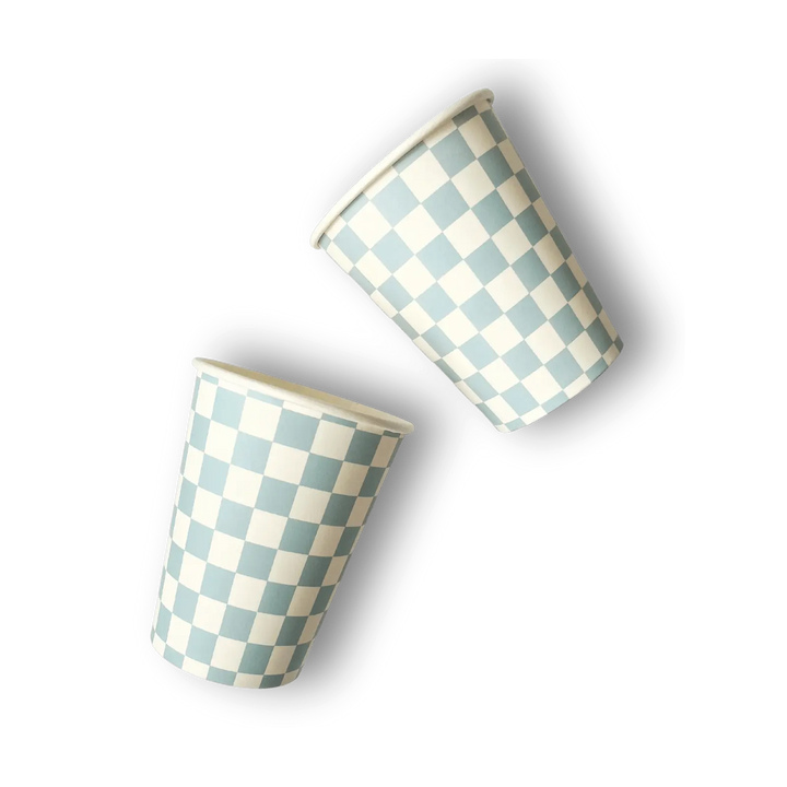 Blue Checkered Cups (Set of 8) - Josi James - Cups
