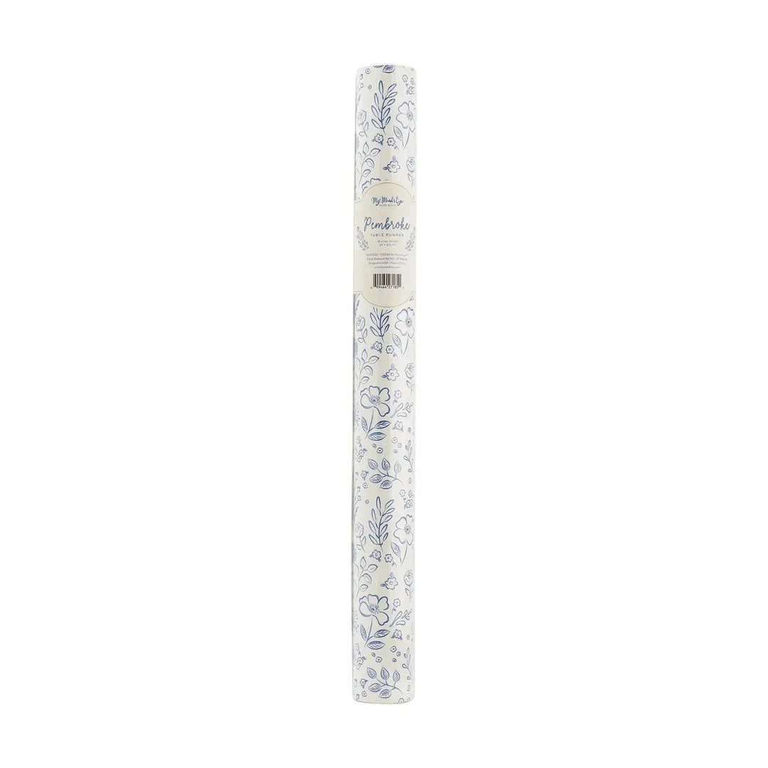 Blue Toile Floral 16" x 120" Whimsical Paper Table Décor for Tea Parties & Baby Showers - Josi James - Table Runner