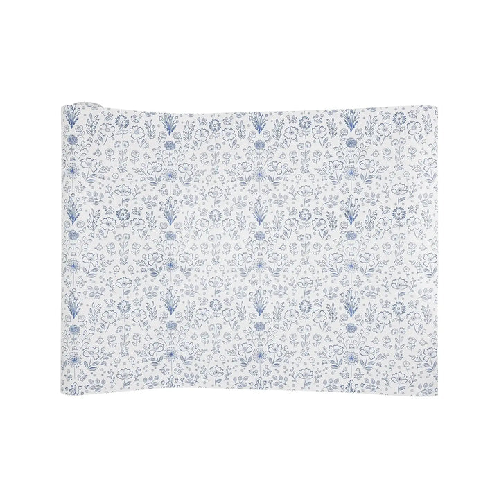 Blue Toile Floral 16" x 120" Whimsical Paper Table Décor for Tea Parties & Baby Showers - Josi James - Table Runner