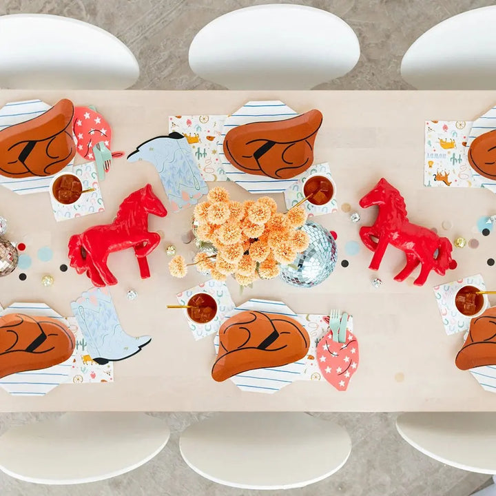 Blue Yeehaw Cowboy Boot Shaped Napkins, 16pcs - Josi James - Die Cut Napkin