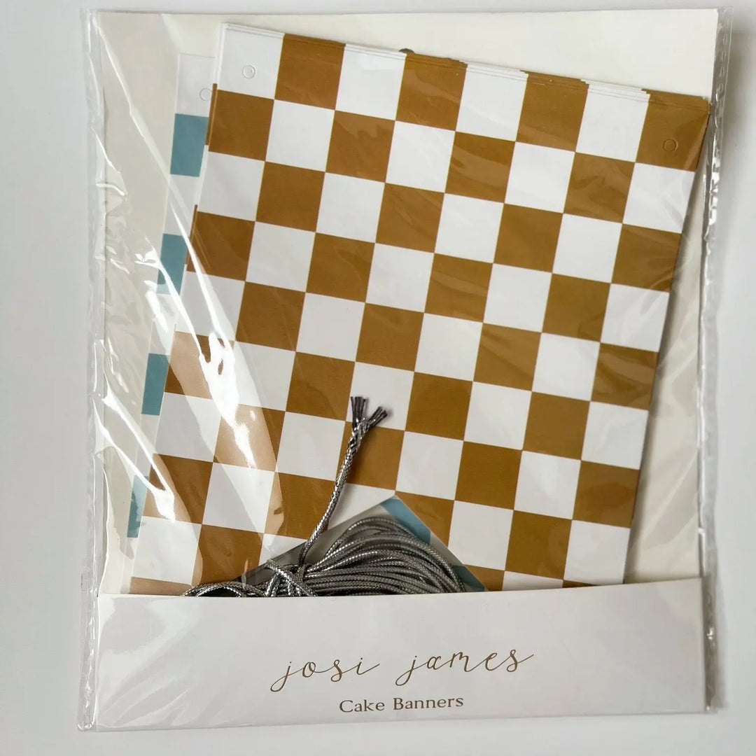 Blue & Yellow Flag Checkered Banners (2) 8 Ft - Josi James - Banners