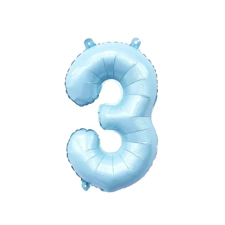 Pastel Blue Mylar Number Balloon 32" (1-3) Ellie's Party Supply