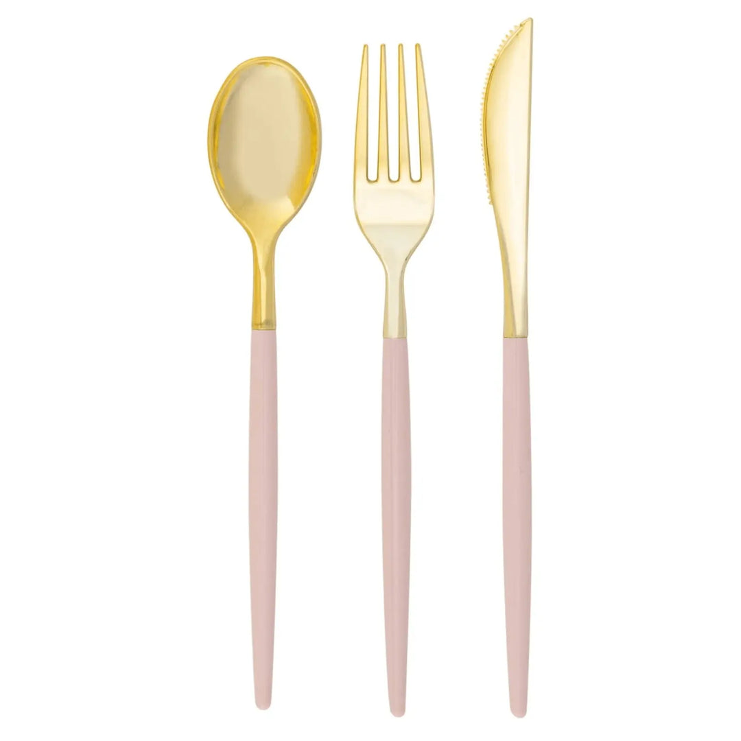 Blush & Gold Two - Tone Plastic Cutlery Set - Josi James - Cutlery