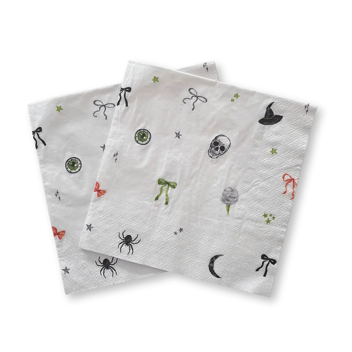 Bow Halloween Patterned Disposable Paper Napkins (24pcs) - Josi James - Large Napkins