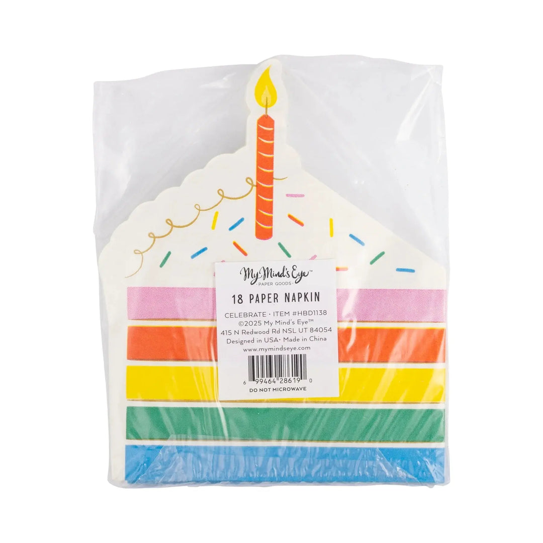 Bright & Colorful Gold Foil Cake - Shaped Paper Napkins (18pcs) - Josi James - 