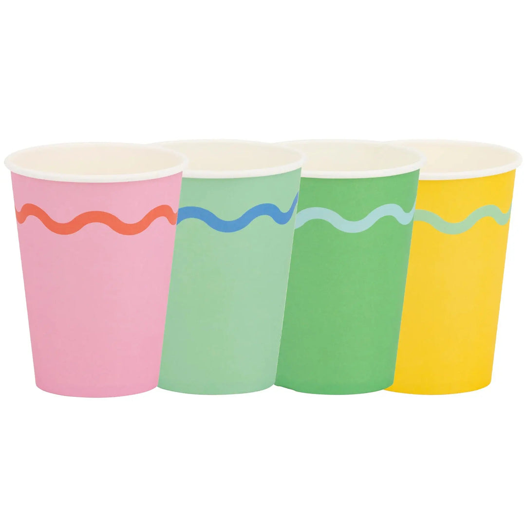 Bright Party Cups – 12oz Paper Cups (Set of 8, 4 Designs) - Josi James - Cups
