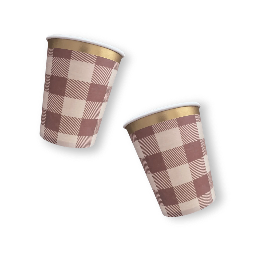 Brown Fall Plaid Disposable Cups - Josi James - Cups