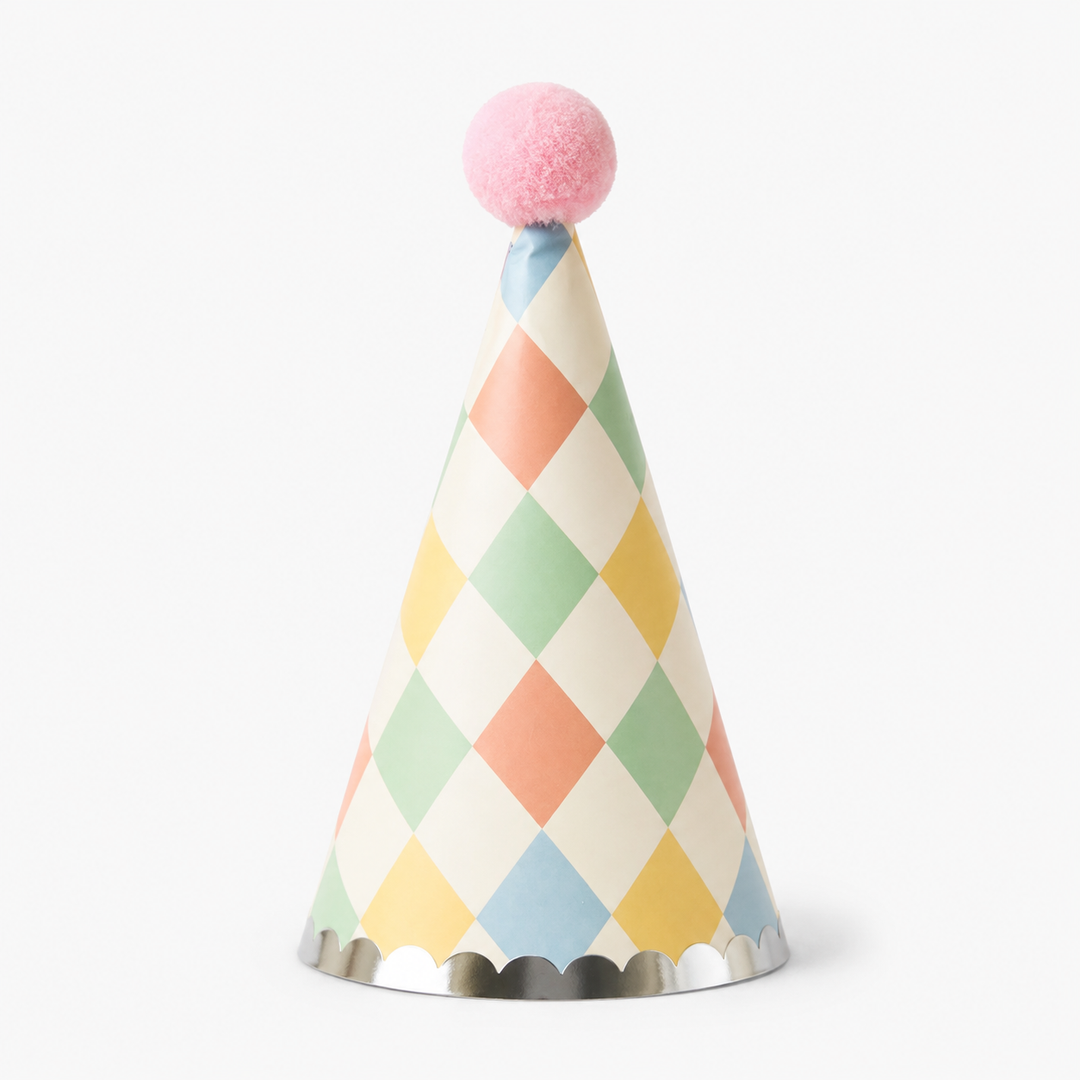 Colorful Harlequin Birthday Party Hats, 6pcs Josi James