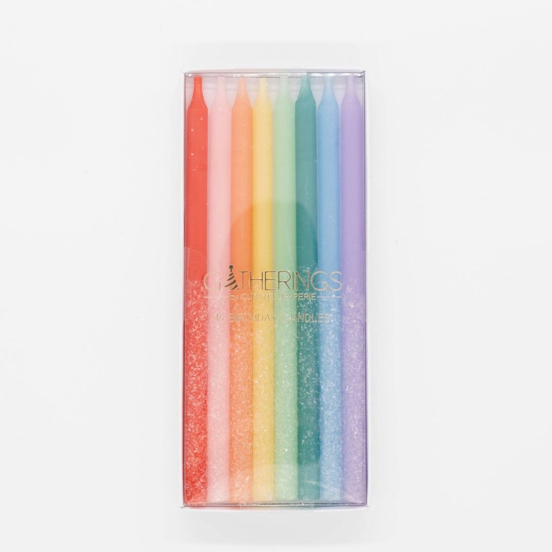 Rainbow Multicolor Candles with Iridescent Glitter Gatherings by Curated Paperie