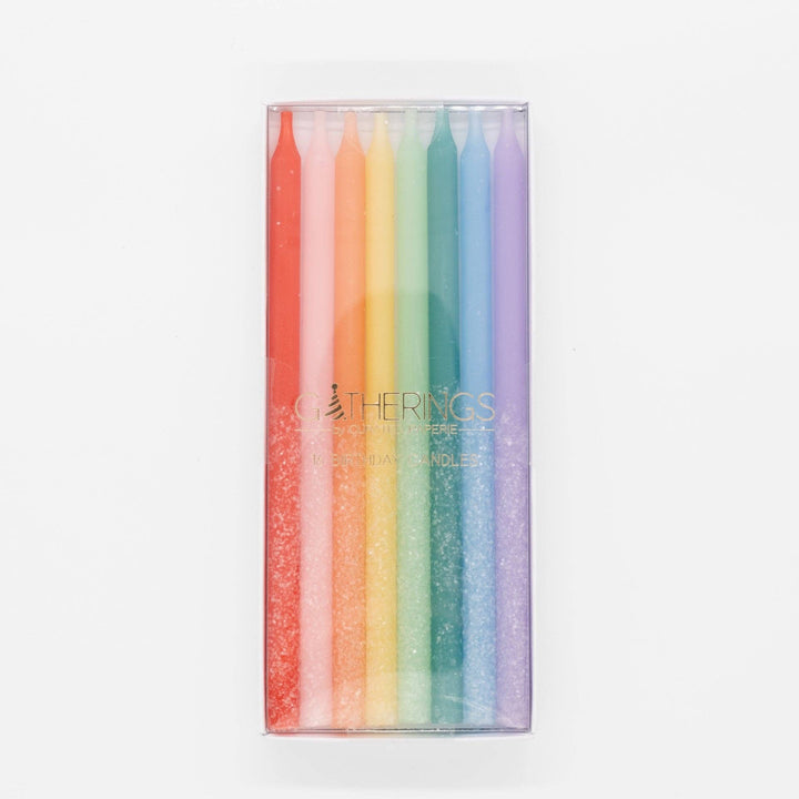 Rainbow Multicolor Candles with Iridescent Glitter Gatherings by Curated Paperie