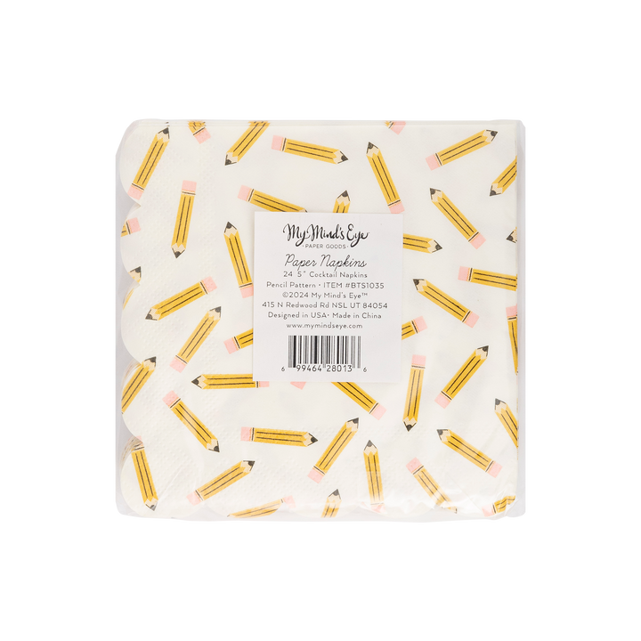 BTS1035 - Pencil Pattern Scallop Cocktail Napkin My Mind’s Eye