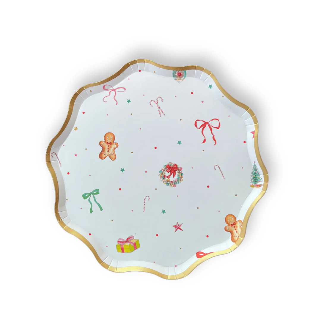 Christmas Bows Patterned Paper Plate - Josi James - 8.5 Inch Plate