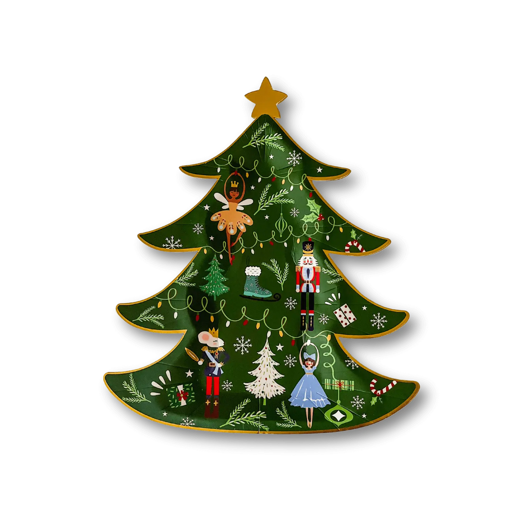 Christmas Tree Dessert Plate (8pcs) - Josi James - Die Cut Plate
