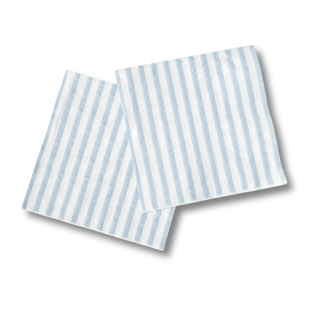 Classic Stripe Baby Blue Large Disposable Paper Napkins (16pcs) - Josi James - Large Napkins