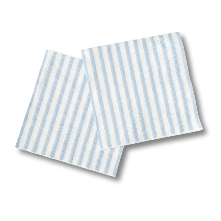Classic Stripe Baby Blue Large Disposable Paper Napkins (16pcs) - Josi James - Large Napkins