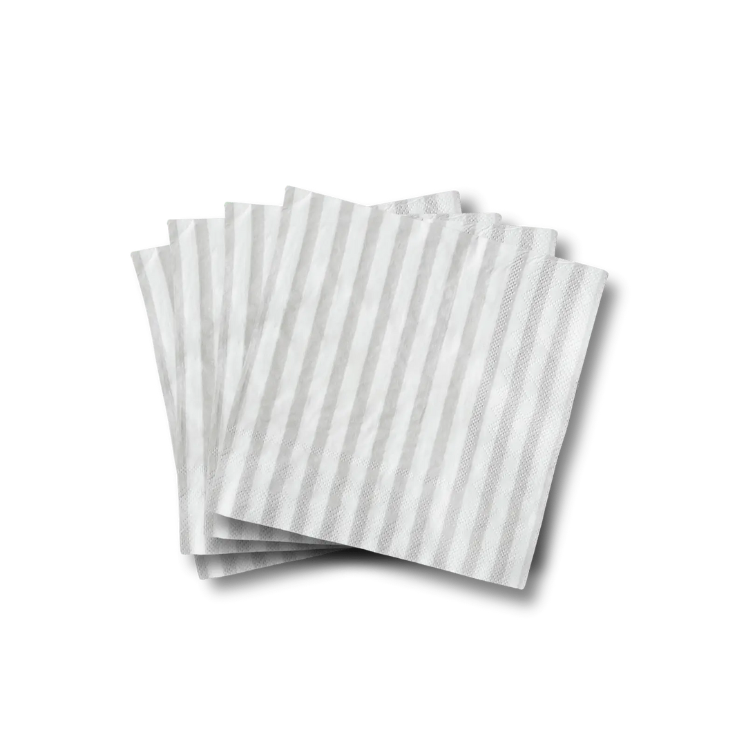 Classic Stripe Light Gray Large Disposable Paper Napkins (16pcs) - Josi James - Large Napkins