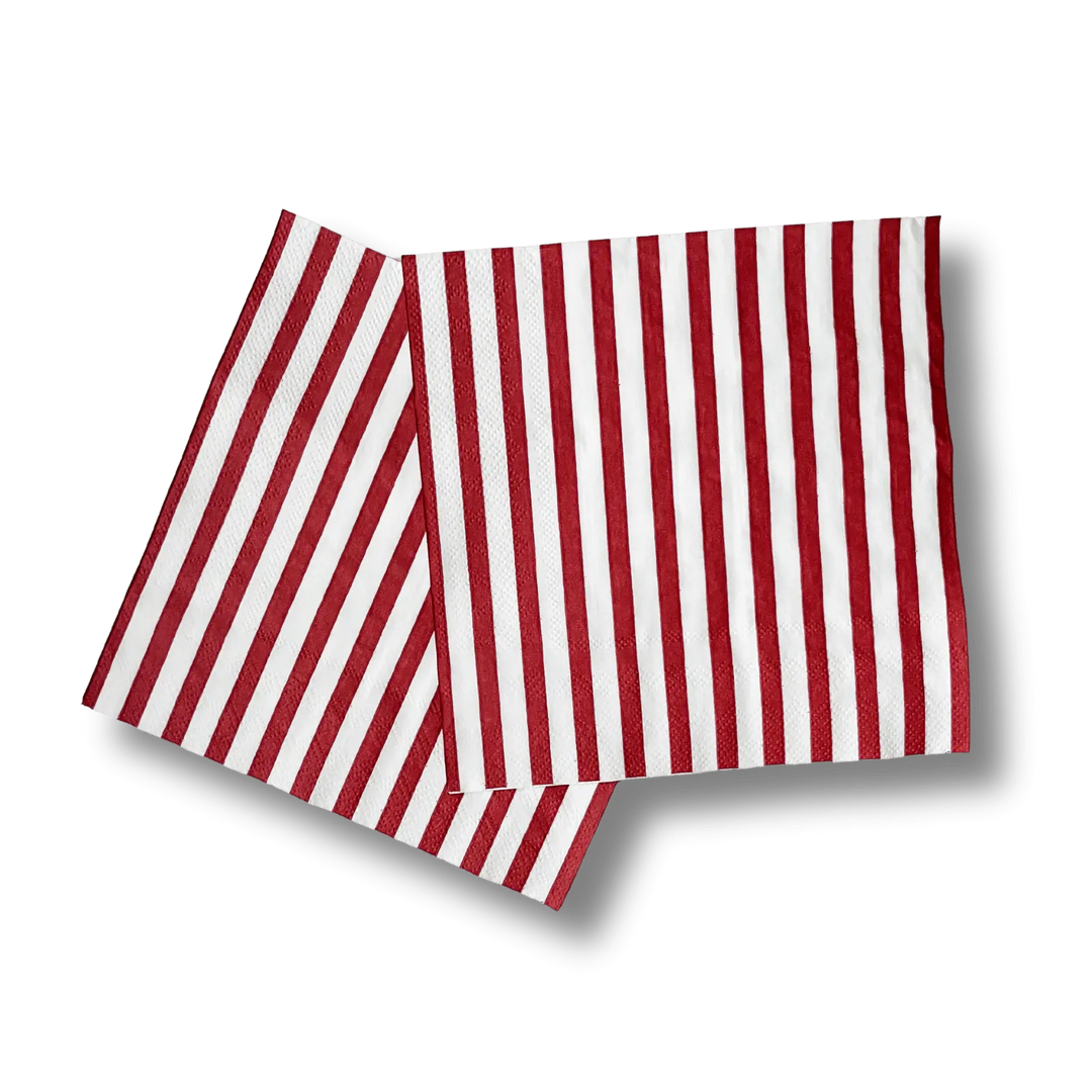 Classic Stripe Red Large Disposable Paper Napkins (16pcs) - Josi James - Large Napkins