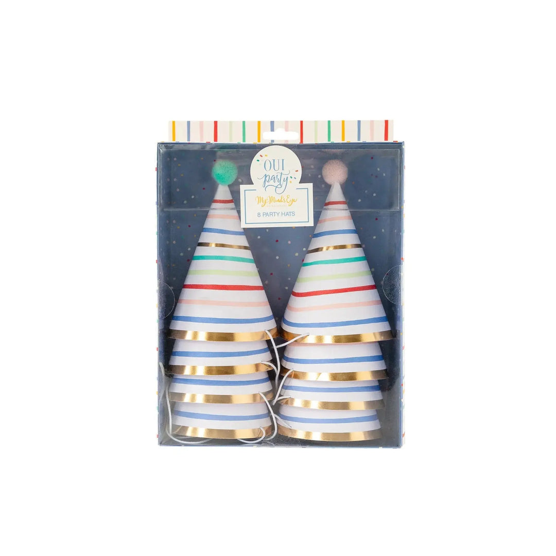 Colorful Party Hats with Gold Foil – Whimsical Birthday Hats for Kids & Adults (8ct) - Josi James - Party Hats