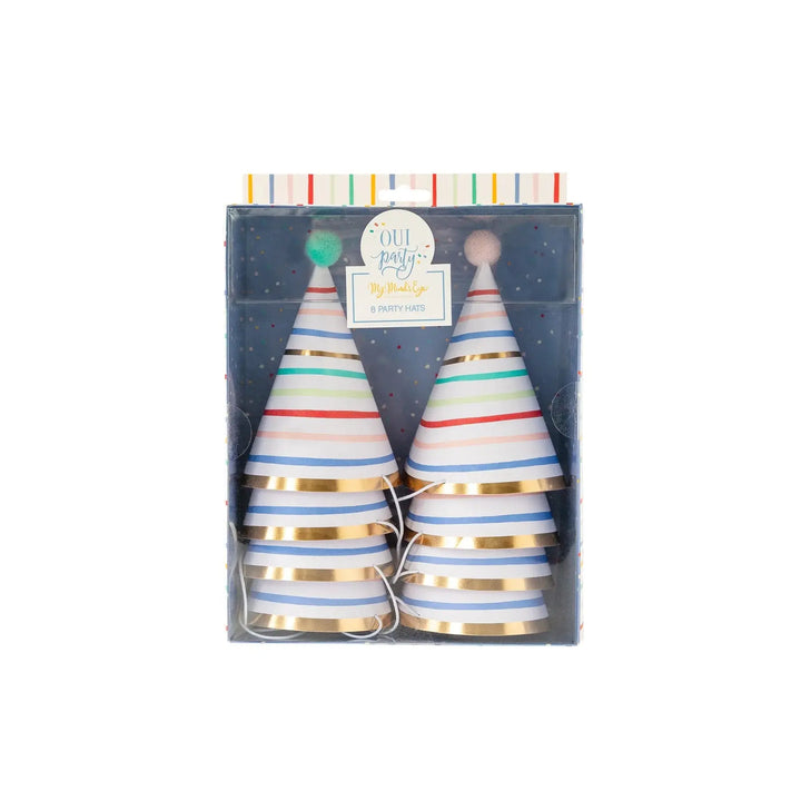 Colorful Party Hats with Gold Foil – Whimsical Birthday Hats for Kids & Adults (8ct) - Josi James - Party Hats