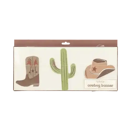 Cowboy Icon Party Banner – Western Birthday Decoration - Josi James - Banners