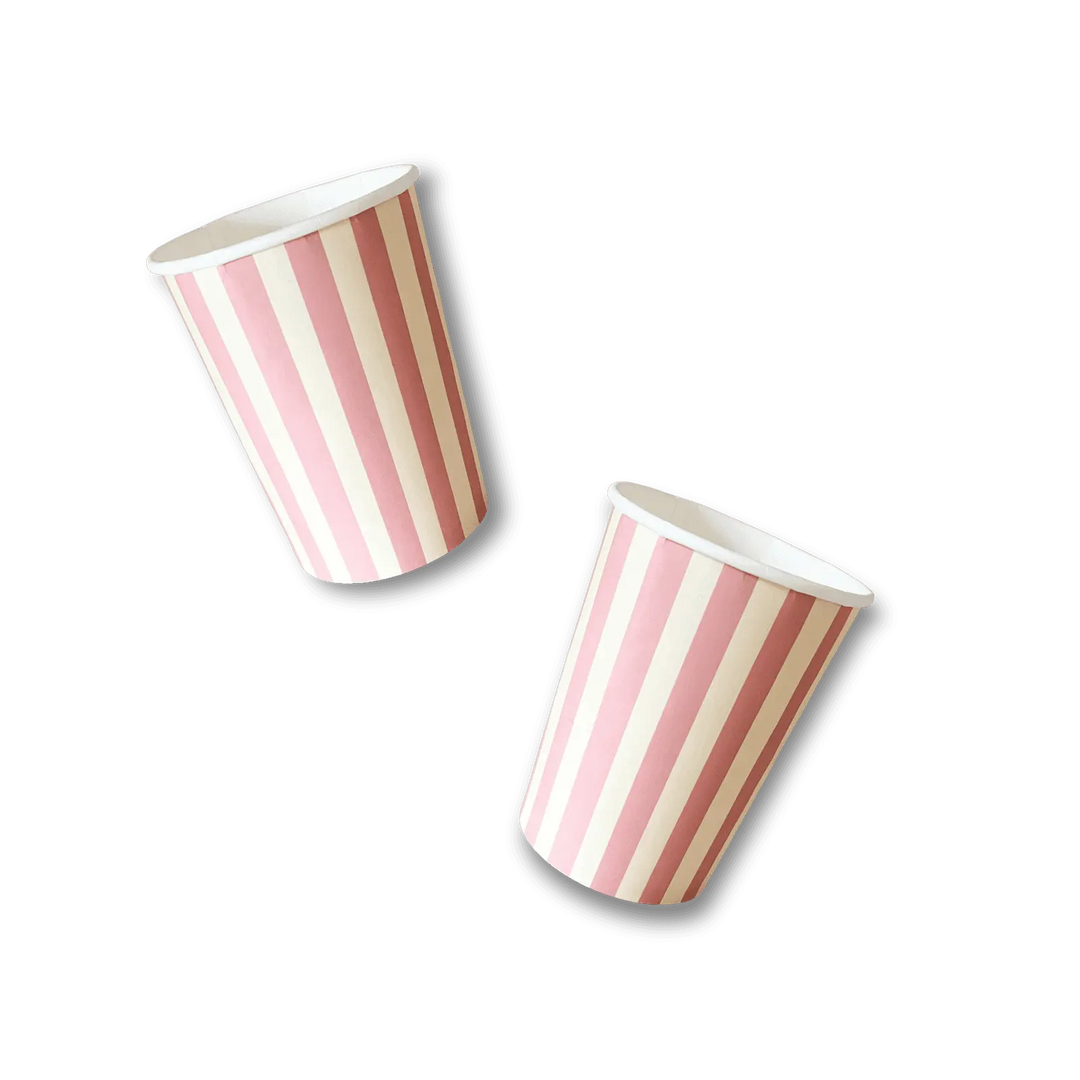 Cream & Pink Striped Cups - Josi James - Cups