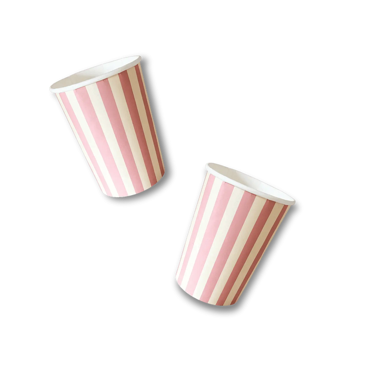 Cream & Pink Striped Cups - Josi James - Cups
