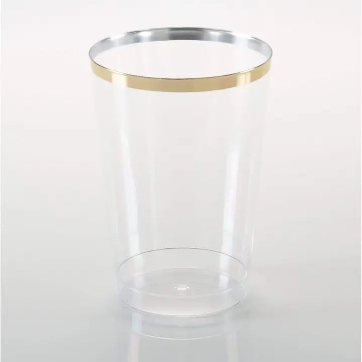 Luxe 12 oz Clear Plastic • Gold Plastic Cups - 20pc Luxe Party