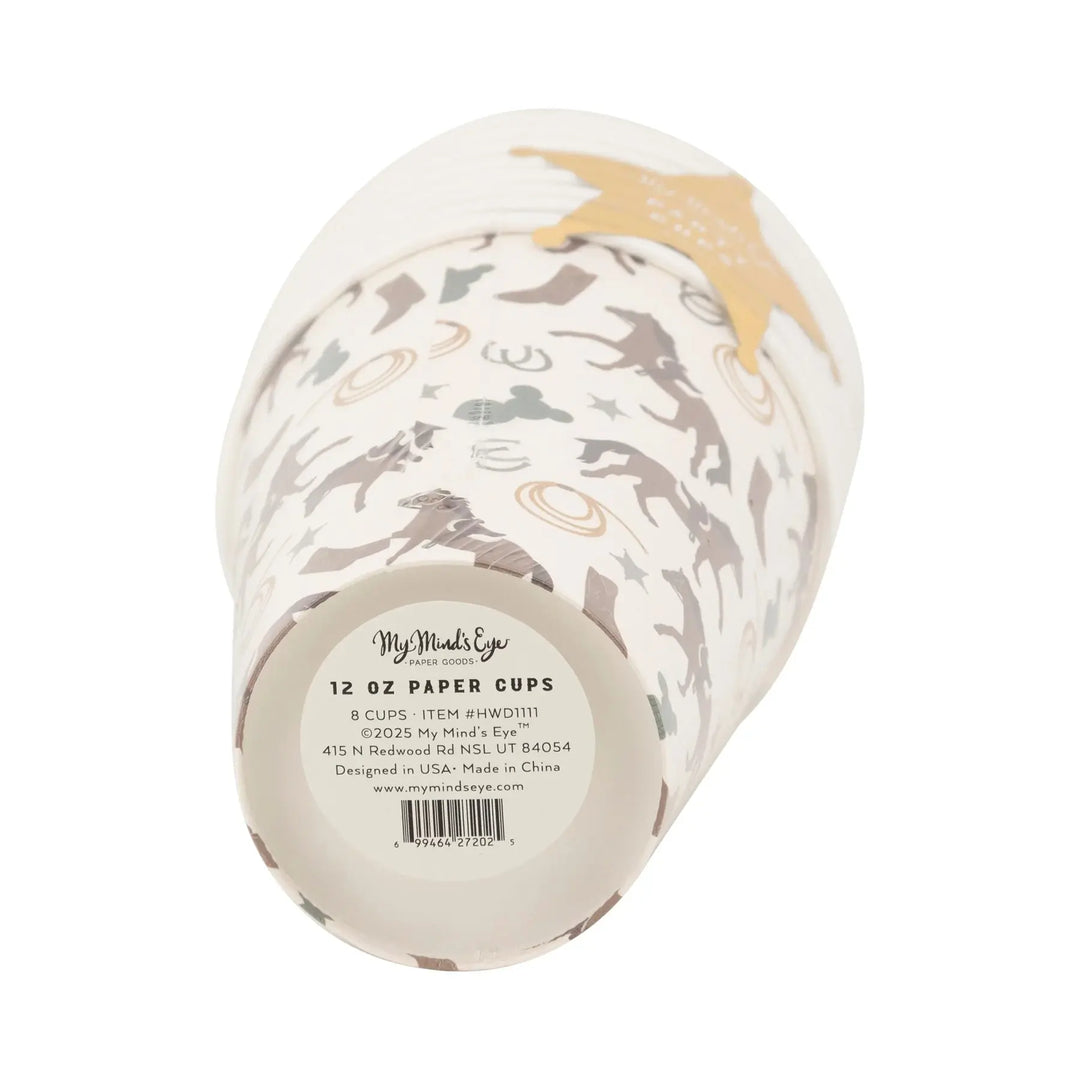 12oz disposable cowboy party cups for western-themed events