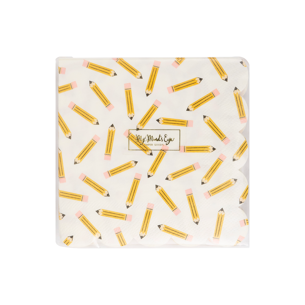 BTS1035 - Pencil Pattern Scallop Cocktail Napkin My Mind’s Eye