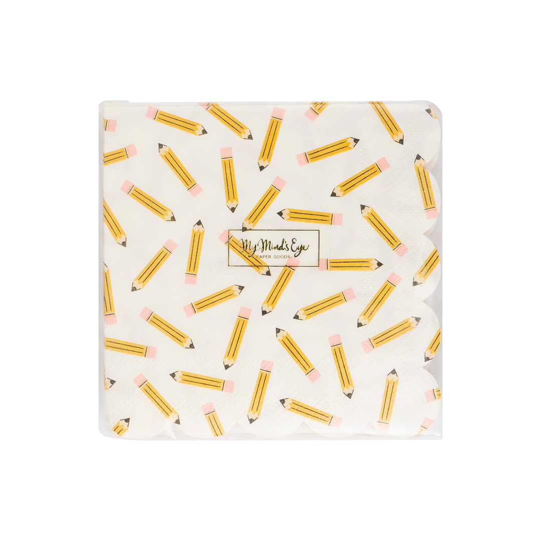 BTS1035 - Pencil Pattern Scallop Cocktail Napkin My Mind’s Eye