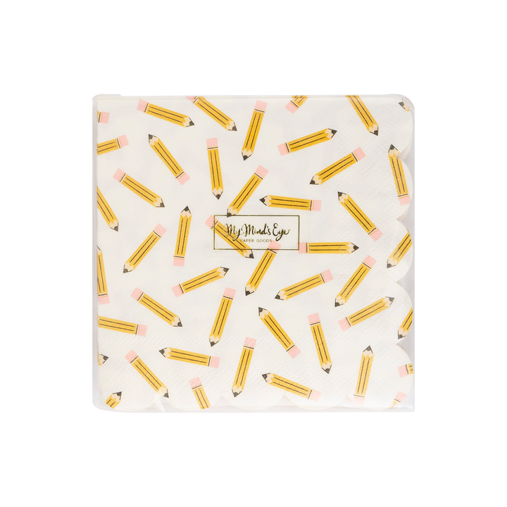 BTS1035 - Pencil Pattern Scallop Cocktail Napkin My Mind’s Eye