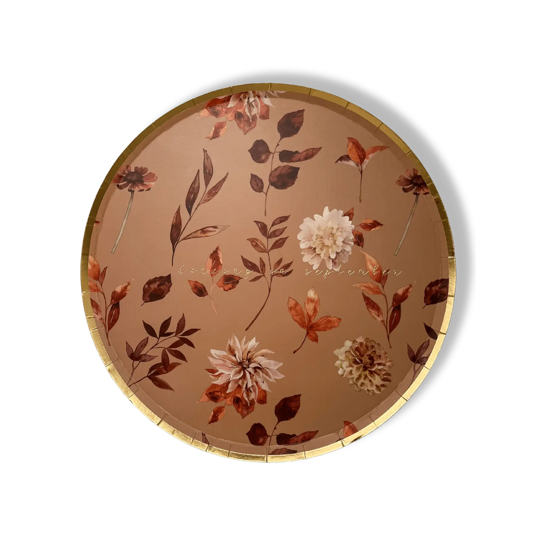 Fall Leaf Dinner Paper Plate (8pcs) - Josi James - 9 Inch Plate