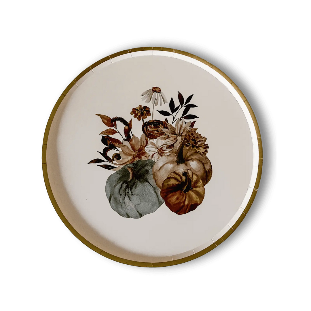 Fall Pumpkin Dinner Paper Plate (8pcs) - Josi James - 9 Inch Plate