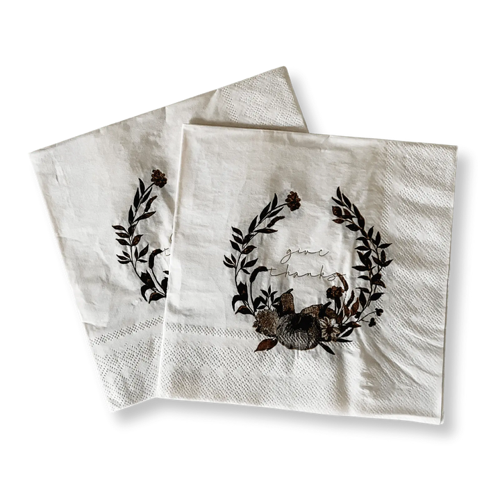 Fall Pumpkin Give Thanks Large Paper Napkins (16pcs) - Josi James - Large Napkins