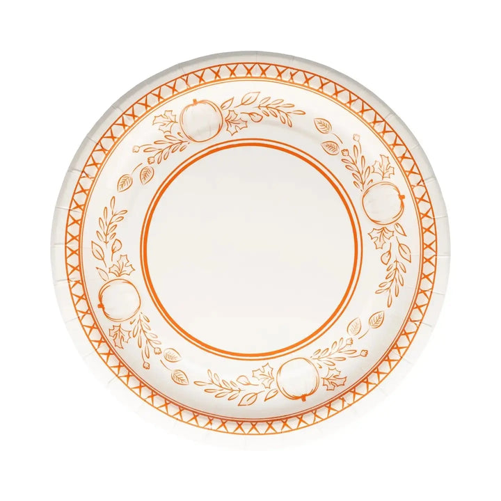 Falloween Pumpkin Dessert Plates – 8" Round Fall & Halloween Party Plates (8ct) - Josi James - 8 Inch Plate